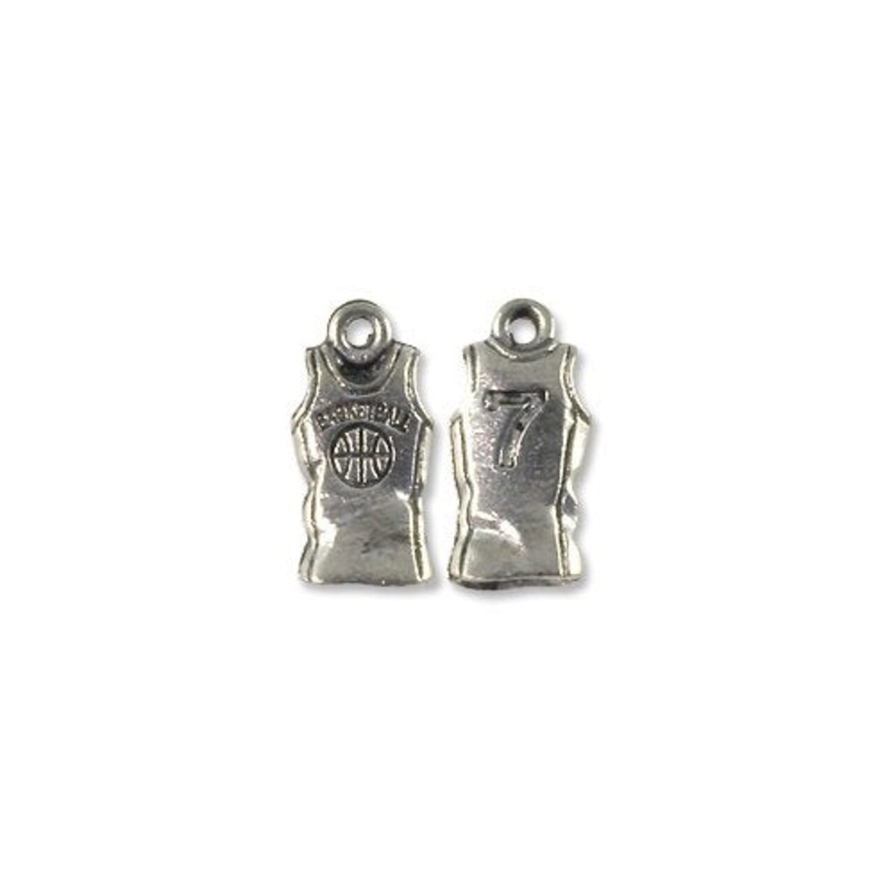 Basketball Jersey Charm for Jewelry Making 8x17mm Pewter Antique Silver Plated (1-Pc)